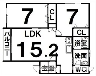 ル ソレイユⅢ【1階】の間取り